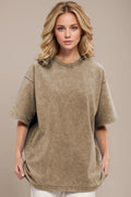 Basic Bae Round Neck Half Sleeve T-Shirt - Desert Sunday