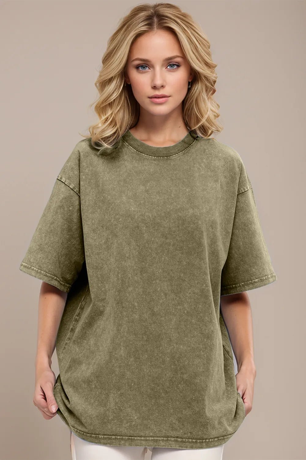 Basic Bae Round Neck Half Sleeve T-Shirt - Desert Sunday