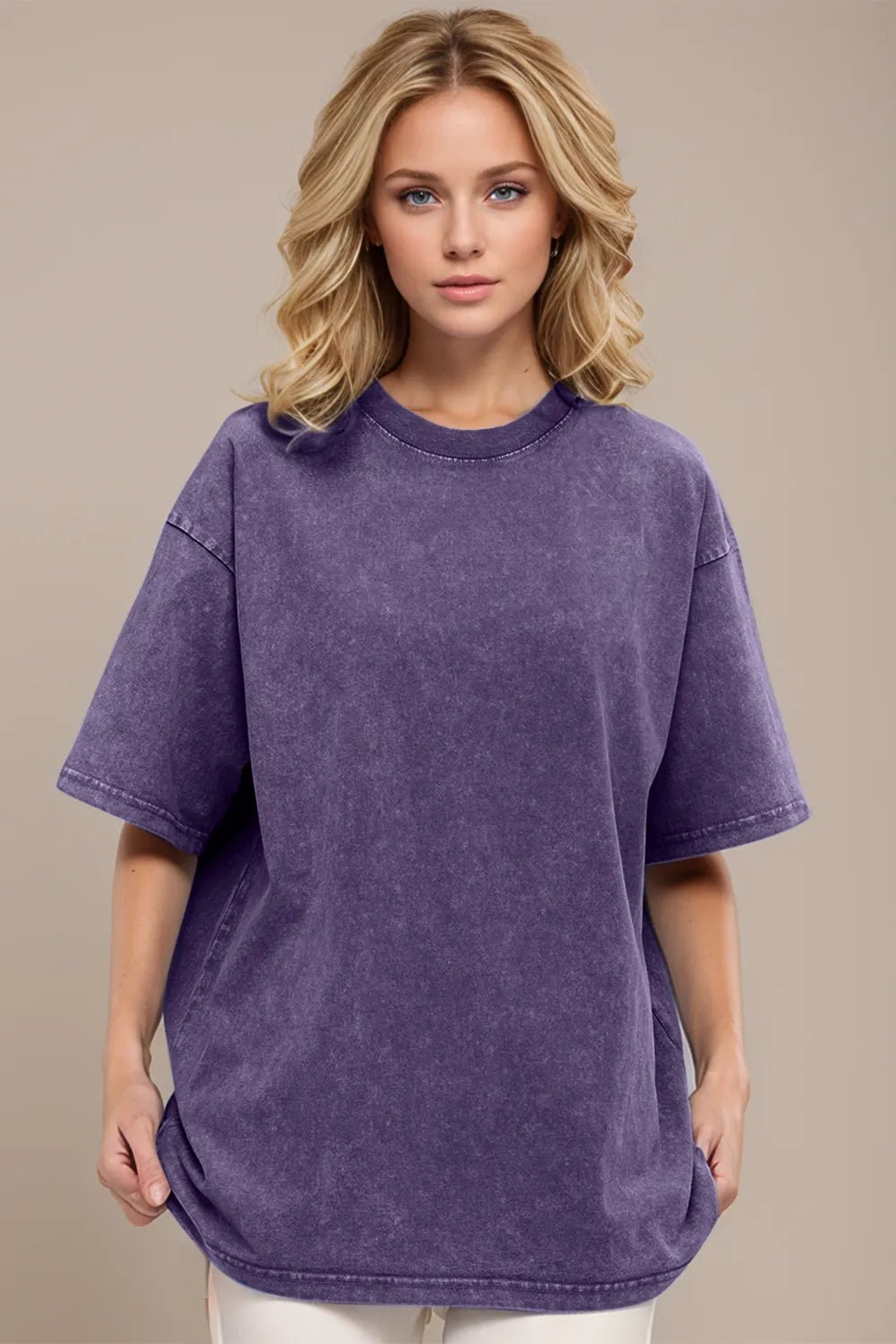 Basic Bae Round Neck Half Sleeve T-Shirt - Desert Sunday
