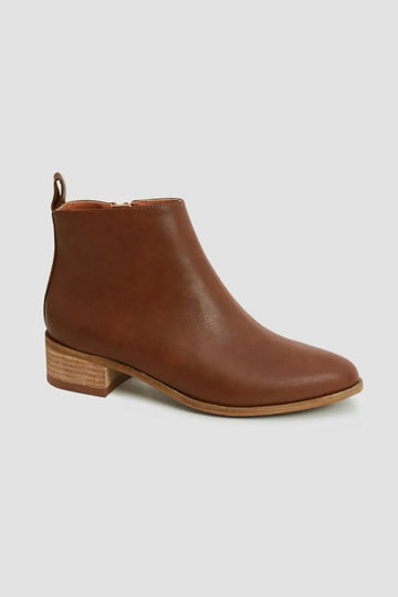 Beast Fashion PU Leather Block Heel Boots - Desert Sunday