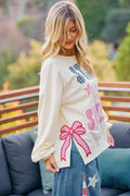 BiBi 4th Of July Stars And Stripes Patches Sweatshirt - Desert Sunday