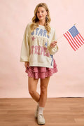 BiBi 4th Of July Stars And Stripes Patches Sweatshirt - Desert Sunday