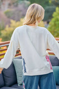 BiBi 4th Of July Stars And Stripes Patches Sweatshirt - Desert Sunday