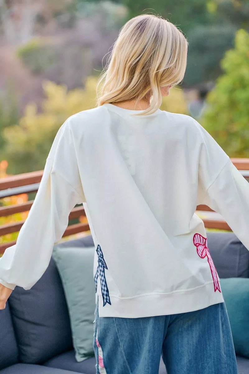 BiBi 4th Of July Stars And Stripes Patches Sweatshirt - Desert Sunday