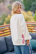 BiBi 4th Of July Stars And Stripes Patches Sweatshirt - Desert Sunday