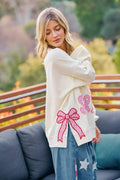 BiBi 4th Of July Stars And Stripes Patches Sweatshirt - Desert Sunday