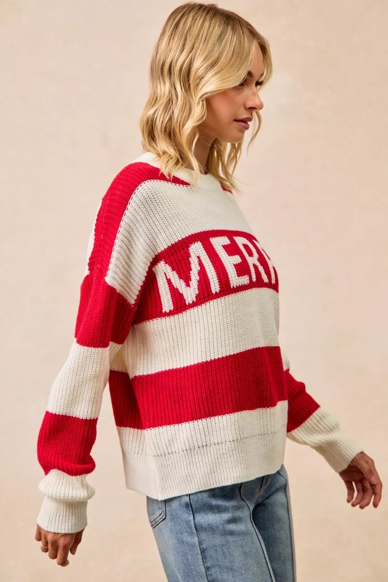 BiBi Christmas Merry Lettering Sweater - Desert Sunday