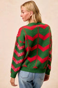 BiBi Christmas Theme Chevron Sequins Detail Sweater - Desert Sunday