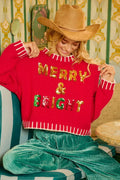 BiBi Christmas Theme Sequin Lattering Sweater - Desert Sunday