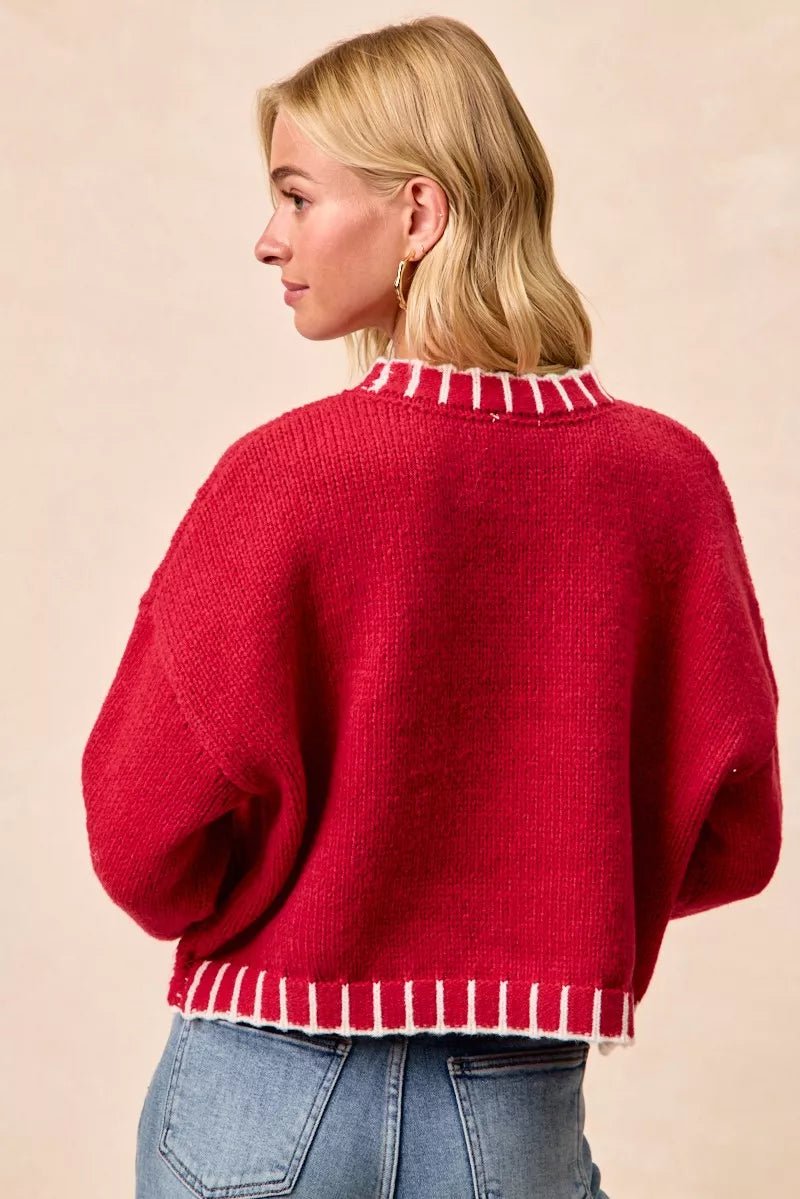 BiBi Christmas Theme Sequin Lattering Sweater - Desert Sunday