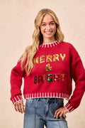 BiBi Christmas Theme Sequin Lattering Sweater - Desert Sunday