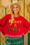 BiBi Christmas Theme Sequin Lattering Sweater - Desert Sunday