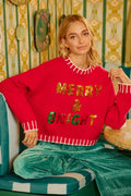BiBi Christmas Theme Sequin Lattering Sweater - Desert Sunday