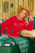 BiBi Christmas Theme Sequin Lattering Sweater - Desert Sunday