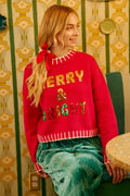 BiBi Christmas Theme Sequin Lattering Sweater - Desert Sunday