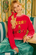 BiBi Christmas Theme Sequin Lattering Sweater - Desert Sunday