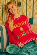 BiBi Christmas Theme Sequin Lattering Sweater - Desert Sunday
