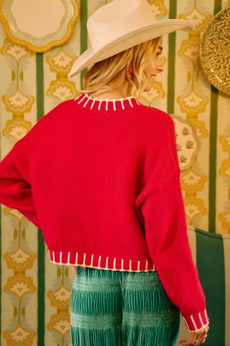 BiBi Christmas Theme Sequin Lattering Sweater - Desert Sunday