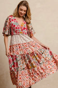 BiBi Floral Print Mix and Match Midi Dress - Desert Sunday