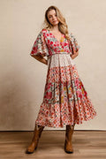 BiBi Floral Print Mix and Match Midi Dress - Desert Sunday
