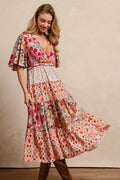 BiBi Floral Print Mix and Match Midi Dress - Desert Sunday