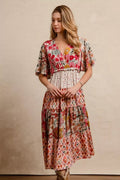 BiBi Floral Print Mix and Match Midi Dress - Desert Sunday