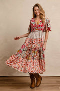 BiBi Floral Print Mix and Match Midi Dress - Desert Sunday