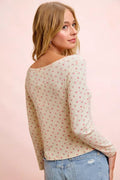BiBi Floral Printed Spandex Jersey Long Sleeve Top - Desert Sunday