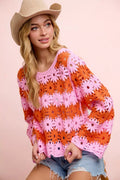 BiBi Flower Crochet Knit Top - Desert Sunday