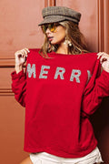 BiBi Merry Glitter Christmas Drop Shoulder Top - Desert Sunday