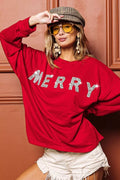 BiBi Merry Glitter Christmas Drop Shoulder Top - Desert Sunday