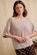 BiBi Short Dolman Sleeves Washed Knit Top - Desert Sunday