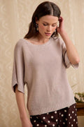 BiBi Short Dolman Sleeves Washed Knit Top - Desert Sunday