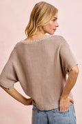 BiBi Short Dolman Sleeves Washed Knit Top - Desert Sunday