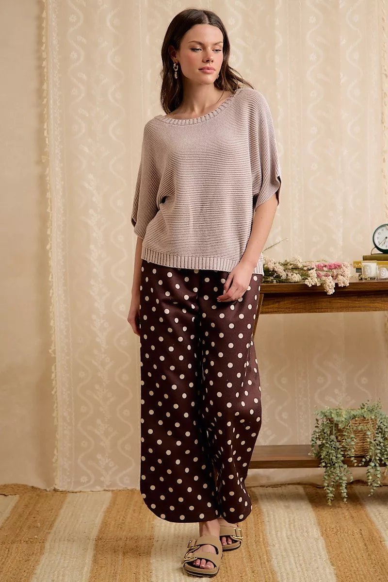 BiBi Short Dolman Sleeves Washed Knit Top - Desert Sunday