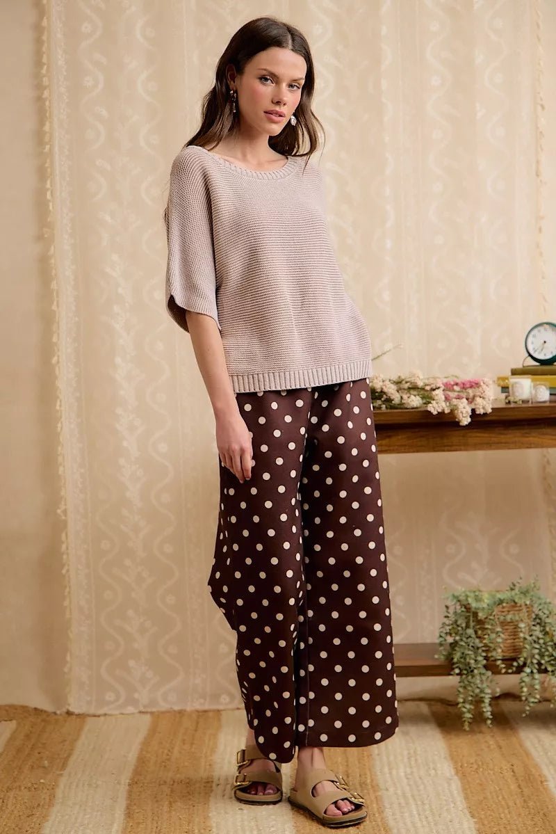 BiBi Short Dolman Sleeves Washed Knit Top - Desert Sunday