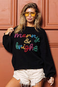 BiBi Tinsel Lettering Christmas Sweater - Desert Sunday