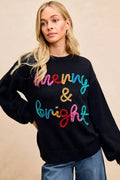 BiBi Tinsel Lettering Christmas Sweater - Desert Sunday