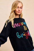 BiBi Tinsel Lettering Christmas Sweater - Desert Sunday