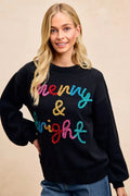 BiBi Tinsel Lettering Christmas Sweater - Desert Sunday