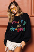 BiBi Tinsel Lettering Christmas Sweater - Desert Sunday