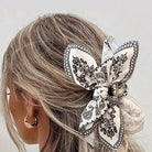 Black and White Print Bow Hair Clips - Desert Sunday