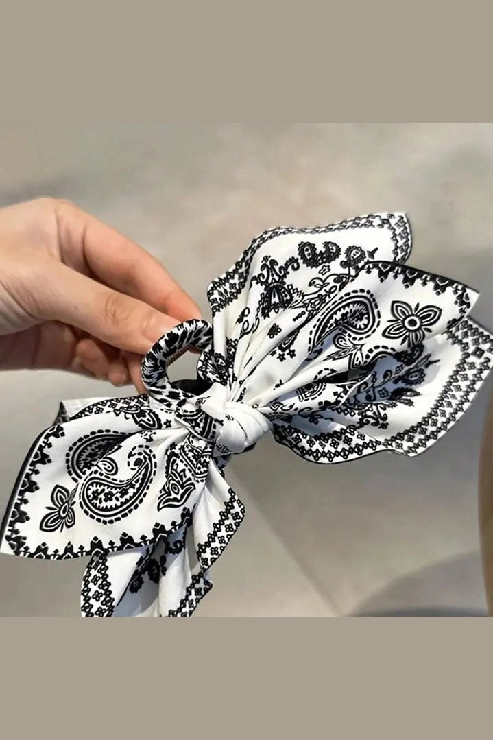 Black and White Print Bow Hair Clips - Desert Sunday