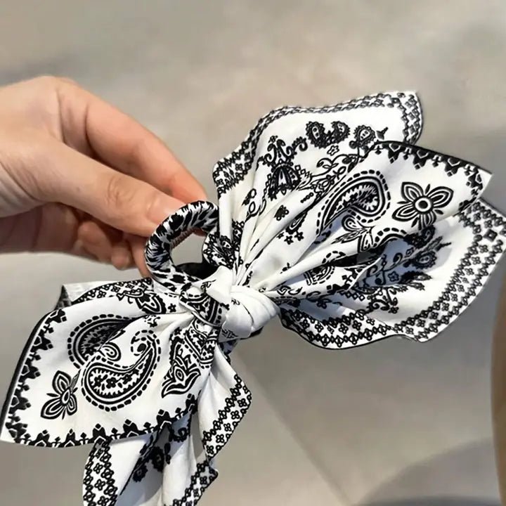 Black and White Print Bow Hair Clips - Desert Sunday