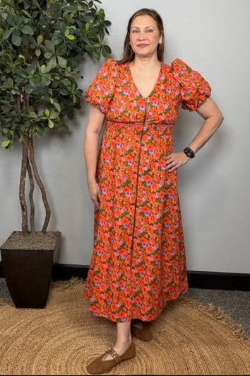 Bloom Into Fall Floral Cotton Zip Dress - Desert Sunday