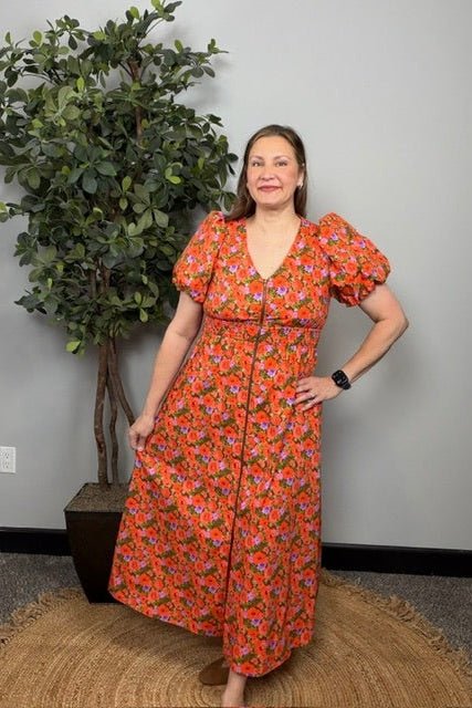 Bloom Into Fall Floral Cotton Zip Dress - Desert Sunday