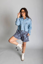 Turquoise Blue Buck Mid-Rise Shorts - Desert Sunday