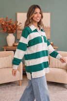 Boyfriend Striped Rugby Polo - Desert Sunday