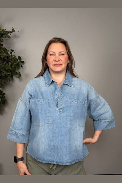 Candace Patch Pocket Denim top - Desert Sunday