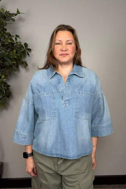 Candace Patch Pocket Denim top - Desert Sunday